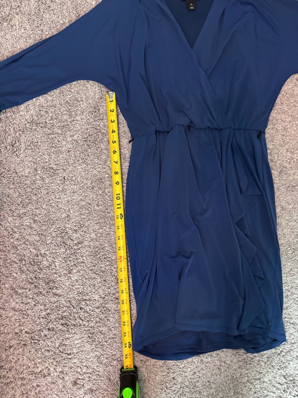 WHBM Blue Wrap Dress Size 8 Faux Wrap Ruffle Sleeve Career Size 8 - Picture 9 of 17
